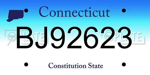 BJ92623 Connecticut License Plate