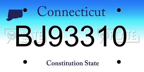 BJ93310 Connecticut License Plate