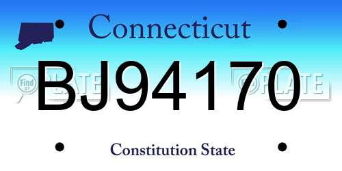 BJ94170 Connecticut License Plate