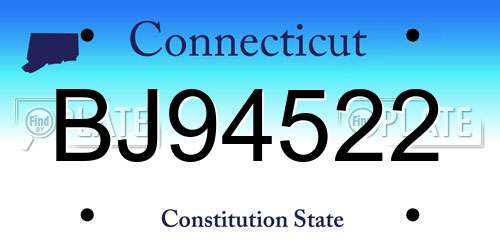 BJ94522 Connecticut License Plate