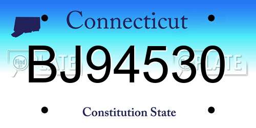 BJ94530 Connecticut License Plate