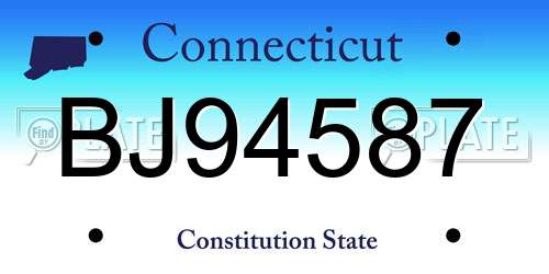 BJ94587 Connecticut License Plate