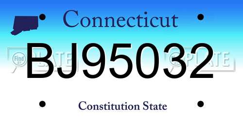 BJ95032 Connecticut License Plate