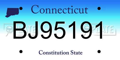 BJ95191 Connecticut License Plate