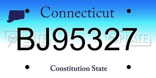 BJ95327 Connecticut License Plate
