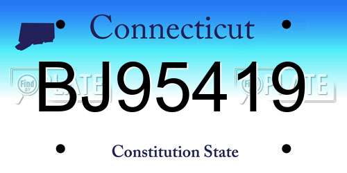 BJ95419 Connecticut License Plate