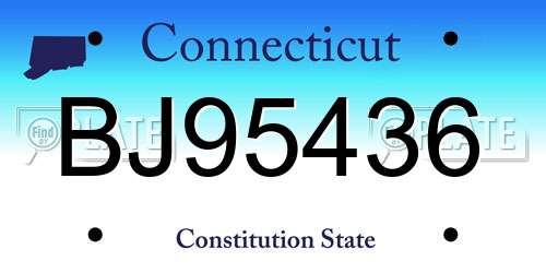 BJ95436 Connecticut License Plate