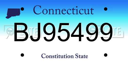 BJ95499 Connecticut License Plate