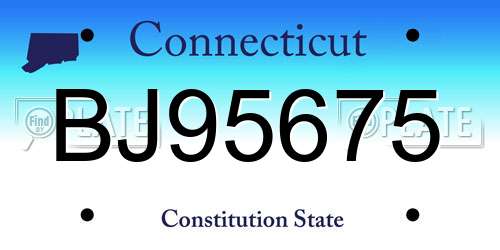 BJ95675 Connecticut License Plate
