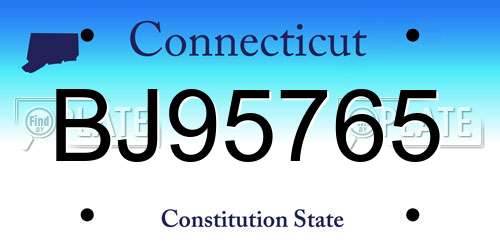 BJ95765 Connecticut License Plate