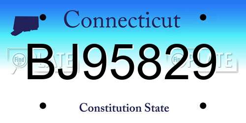 BJ95829 Connecticut License Plate