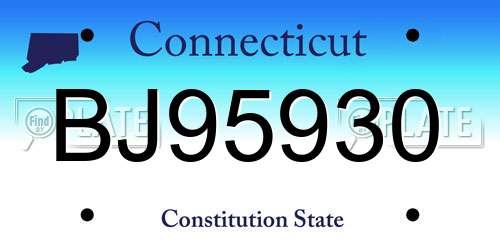 BJ95930 Connecticut License Plate
