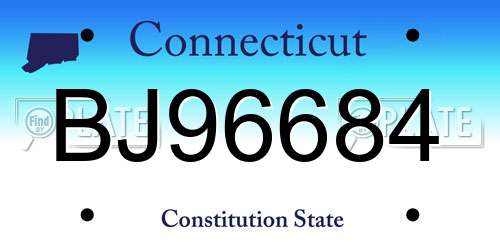 BJ96684 Connecticut License Plate