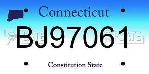 BJ97061 Connecticut License Plate