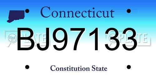 BJ97133 Connecticut License Plate