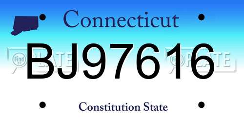 BJ97616 Connecticut License Plate