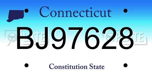 BJ97628 Connecticut License Plate