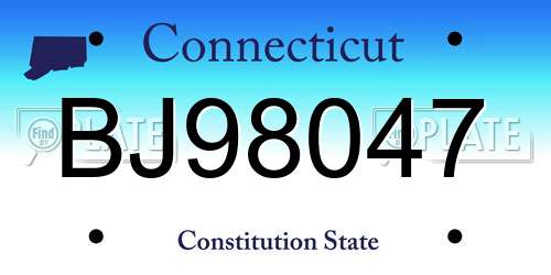 BJ98047 Connecticut License Plate