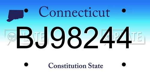 BJ98244 Connecticut License Plate