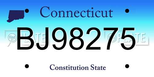 BJ98275 Connecticut License Plate