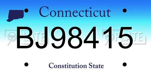 BJ98415 Connecticut License Plate