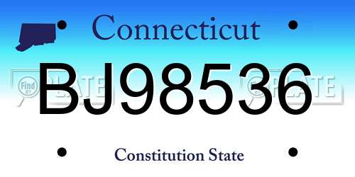 BJ98536 Connecticut License Plate