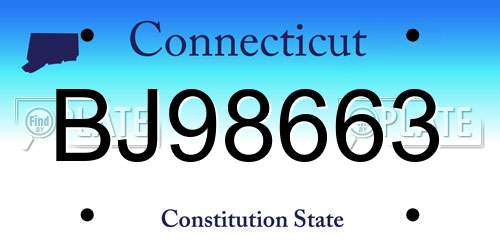 BJ98663 Connecticut License Plate
