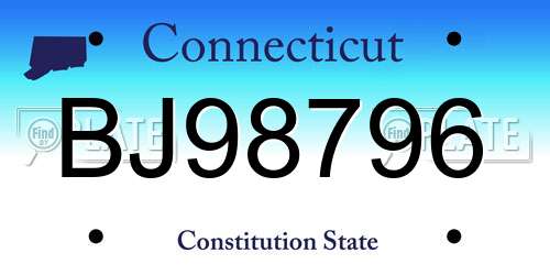 BJ98796 Connecticut License Plate