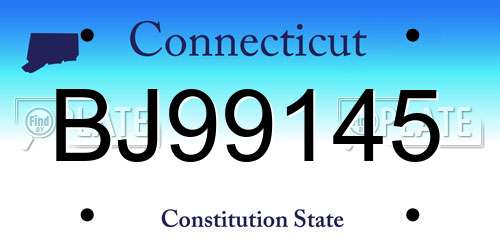 BJ99145 Connecticut License Plate