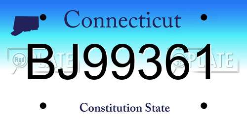 BJ99361 Connecticut License Plate