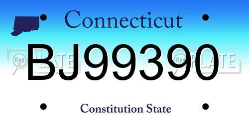 BJ99390 Connecticut License Plate