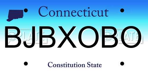 BJBXOBO Connecticut License Plate