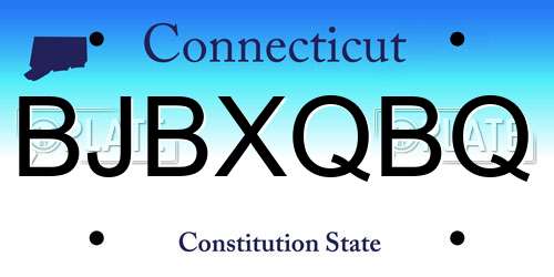 BJBXQBQ Connecticut License Plate