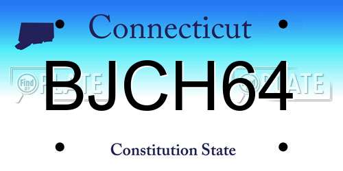 BJCH64 Connecticut License Plate