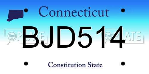 BJD514 Connecticut License Plate