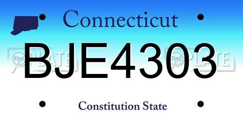 BJE4303 Connecticut License Plate