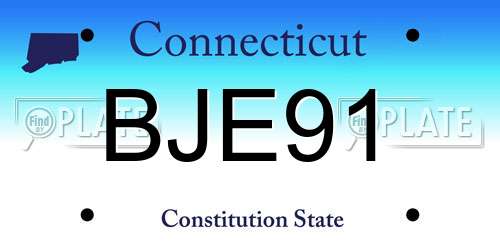 BJE91 Connecticut License Plate