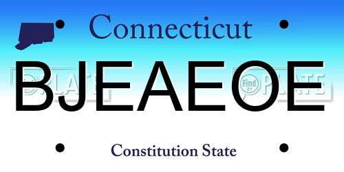 BJEAEOE Connecticut License Plate