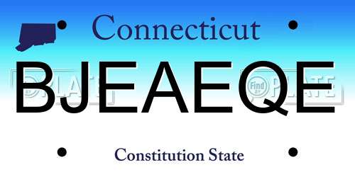 BJEAEQE Connecticut License Plate