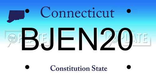 BJEN20 Connecticut License Plate