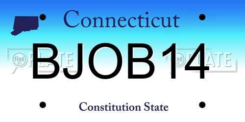 BJOB14 Connecticut License Plate