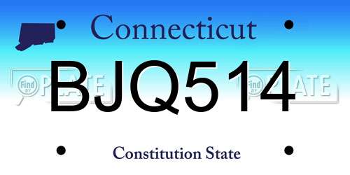 BJQ514 Connecticut License Plate