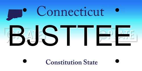 BJSTTEE Connecticut License Plate