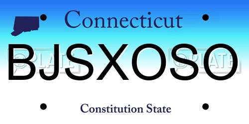 BJSXOSO Connecticut License Plate