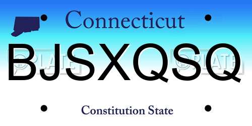 BJSXQSQ Connecticut License Plate
