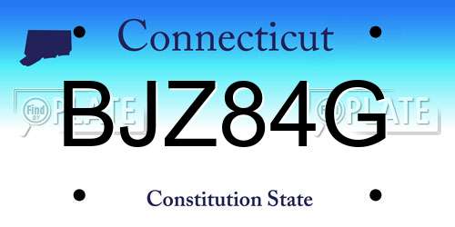 BJZ84G Connecticut License Plate