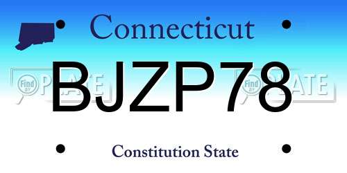 BJZP78 Connecticut License Plate