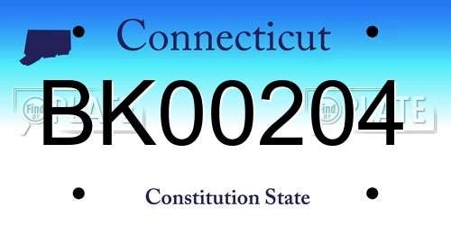 BK00204 Connecticut License Plate