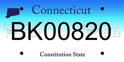 BK00820 Connecticut License Plate