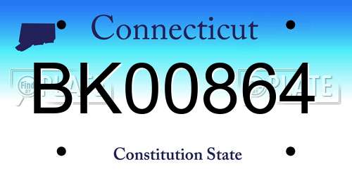 BK00864 Connecticut License Plate